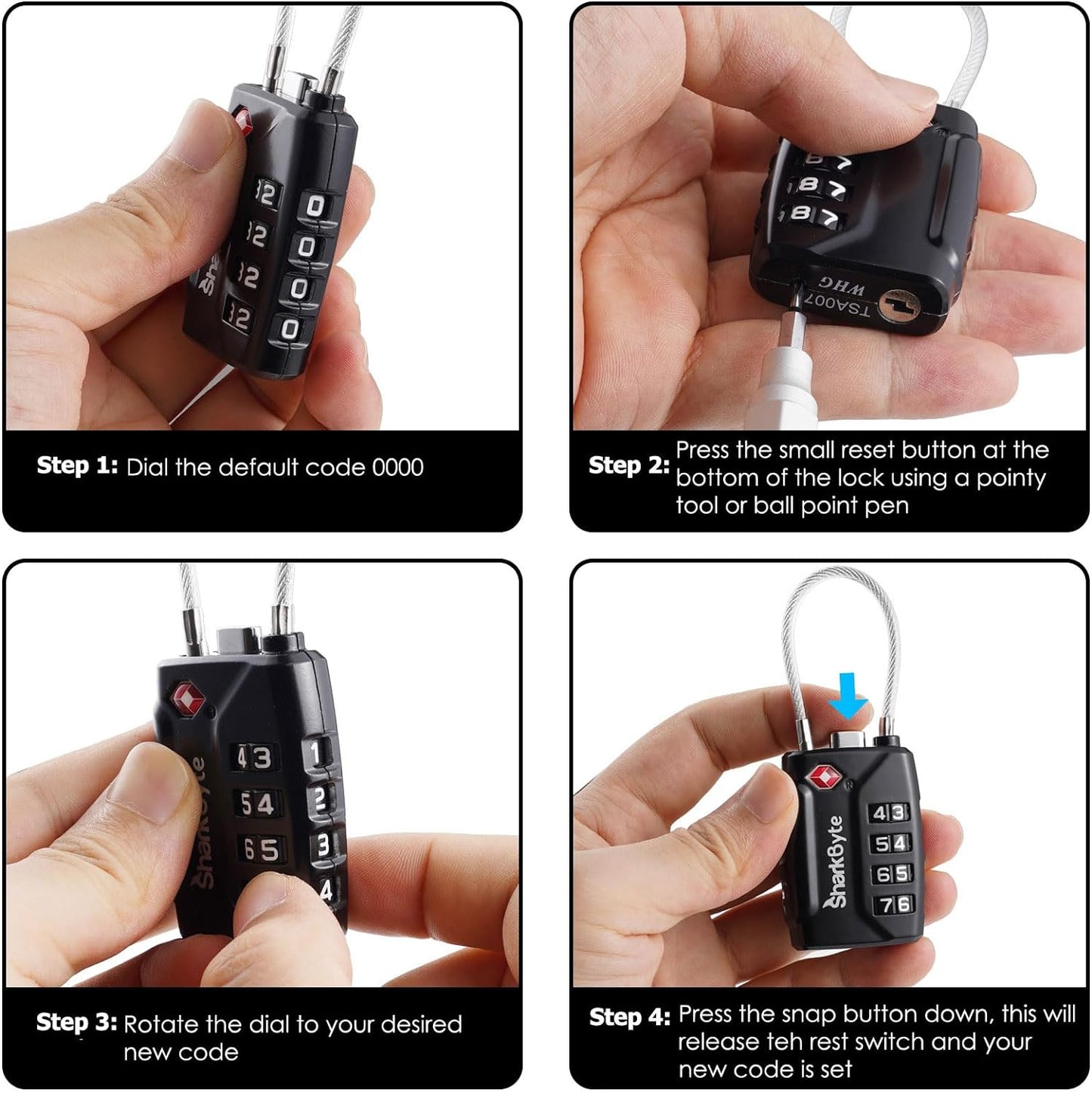 TSA Suitcase Locks 4-Dial Security Travel Combination Padlock