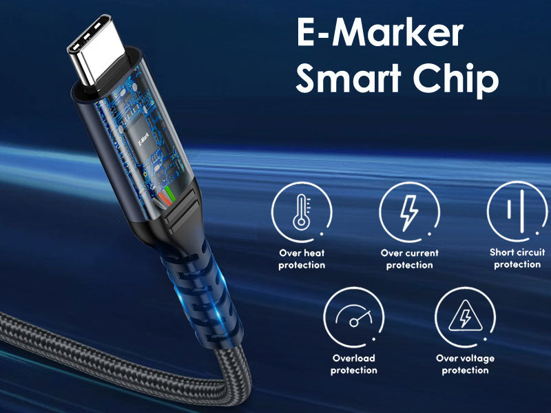 TECHGEAR USB4 Gen 3 (Thunderbolt 4/3) Cable 240W PD3.1 40 Gbps Data 8K Video – E-Marker, Nylon Braided – 0.3 m | 1 m | 2 m