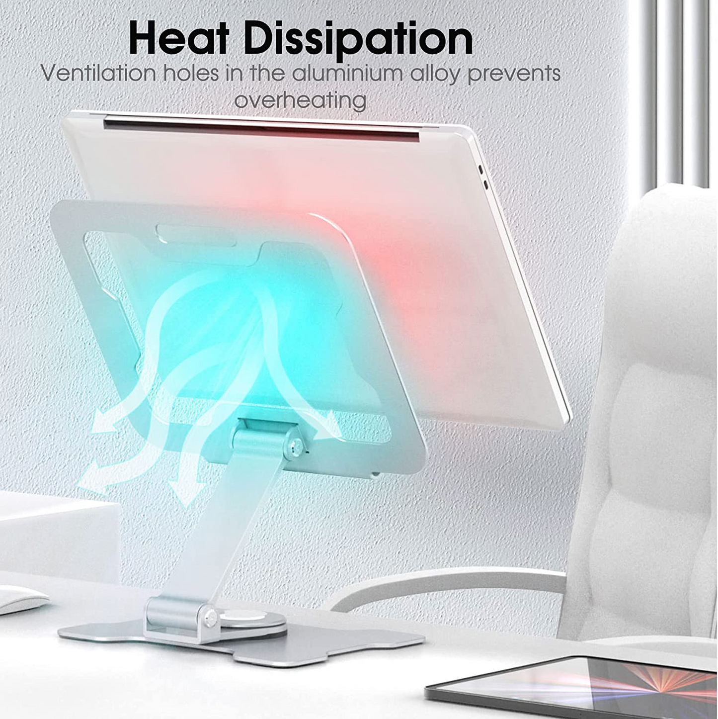 Folding Laptop Stand with 360 Rotating Base and Heat-Vent