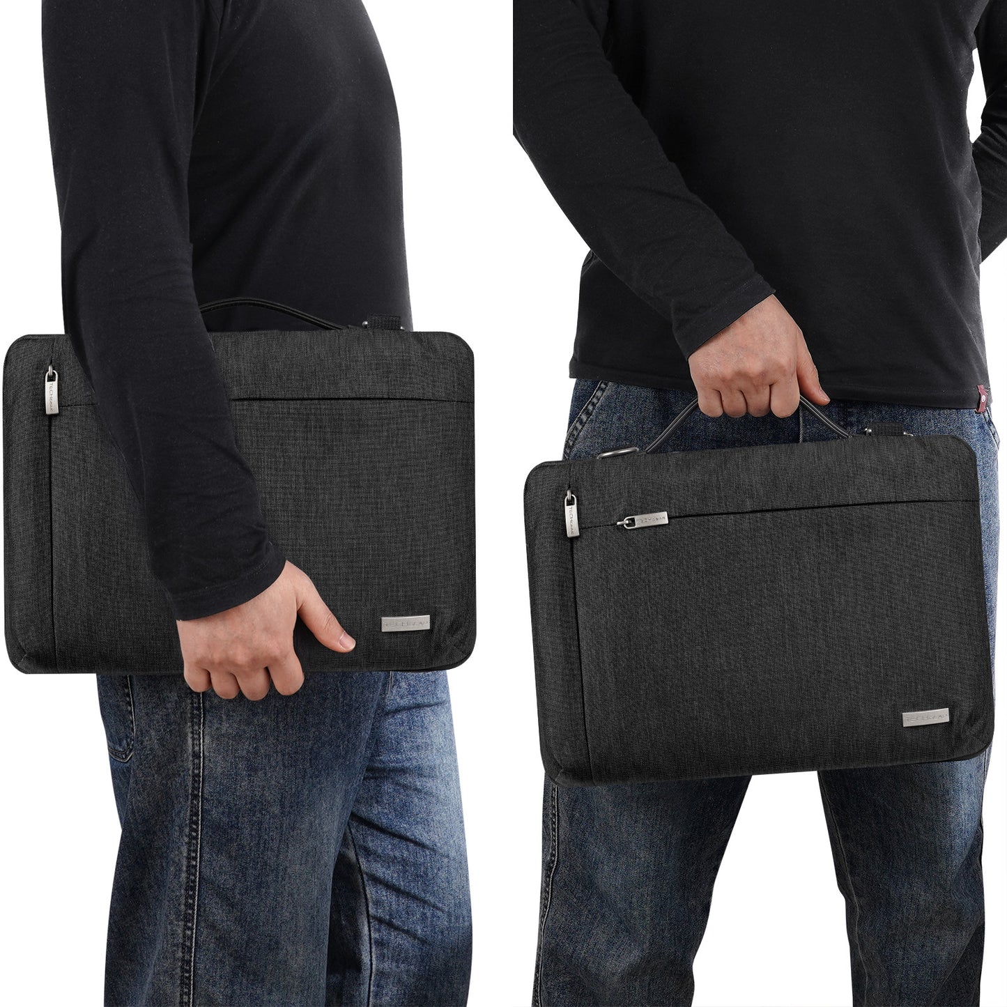 TECHGEAR AeroSlip Laptop Case, 4-in-1 Portable Slim & Waterproof Laptop Sleeve Carry Case with Strap, Handle, Trolley Belt & Storage Pockets (Available in 2 Colours, and Sizes 13–15.6”)