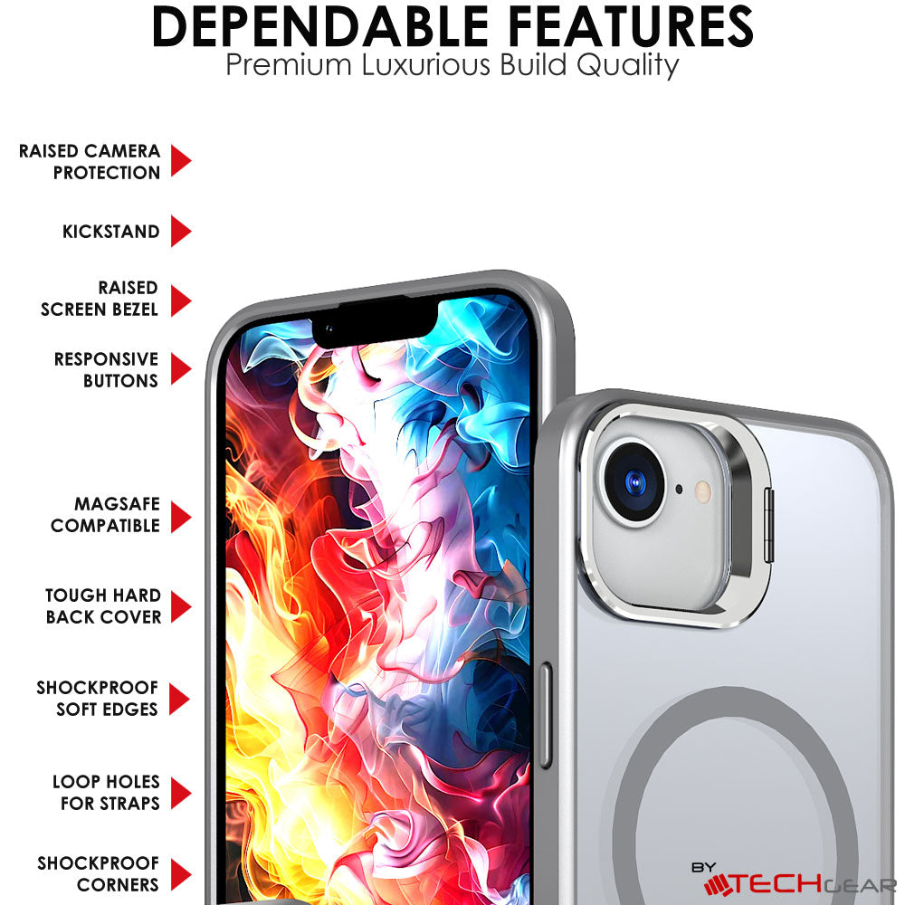 TECHGEAR Magnetic Stand Case for iPhone 17e & 16e 6.1" – Shockproof Slim Protective Cover with Aluminium Kickstand & Wireless Charging Compatible