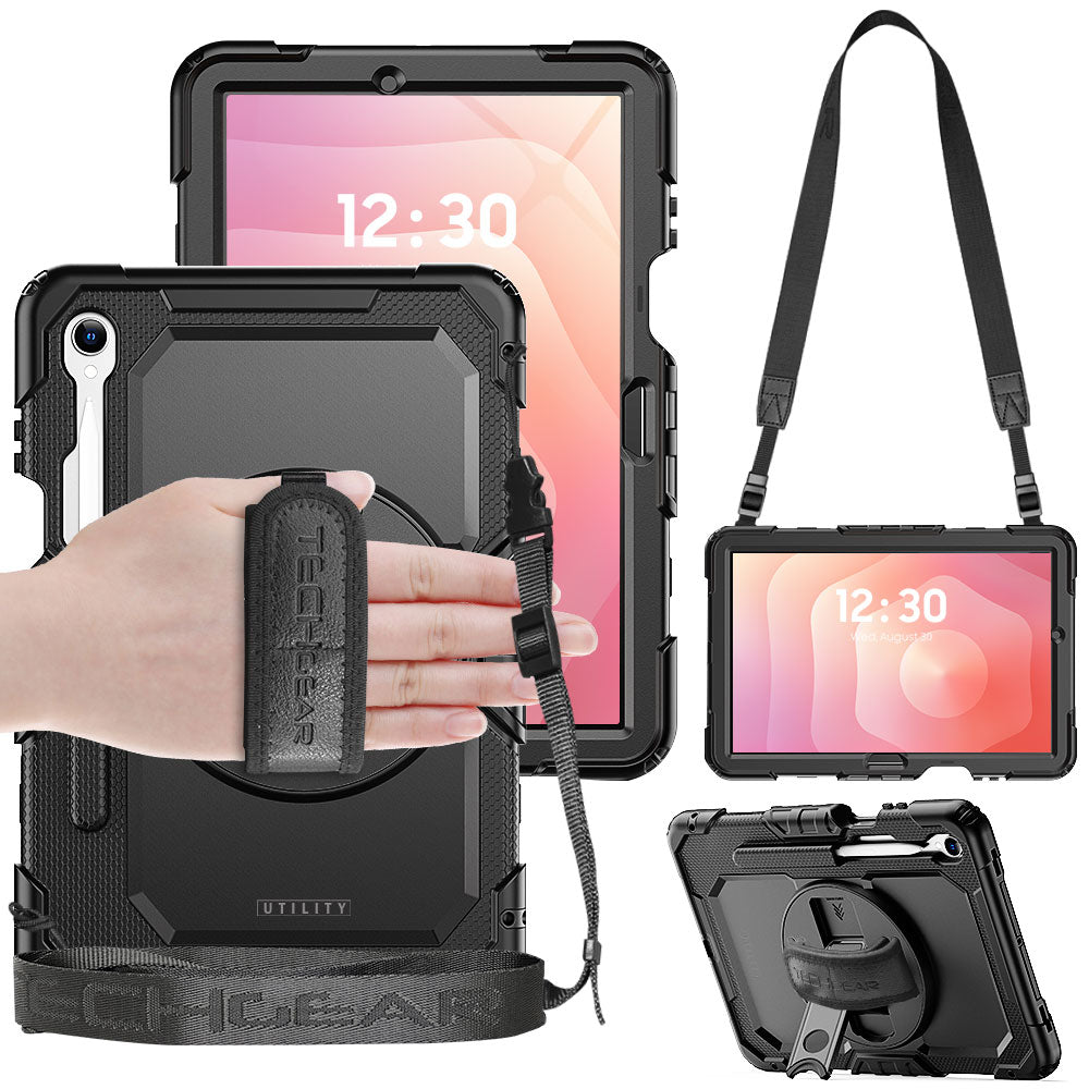 TECHGEAR UTILITY Case for Samsung Galaxy Tab S11 11" (SM-X730 / SM-X736) Tough Rugged Shockproof Case with S-Pen Holder, 360 Stand, Hand Strap & Shoulder Strap