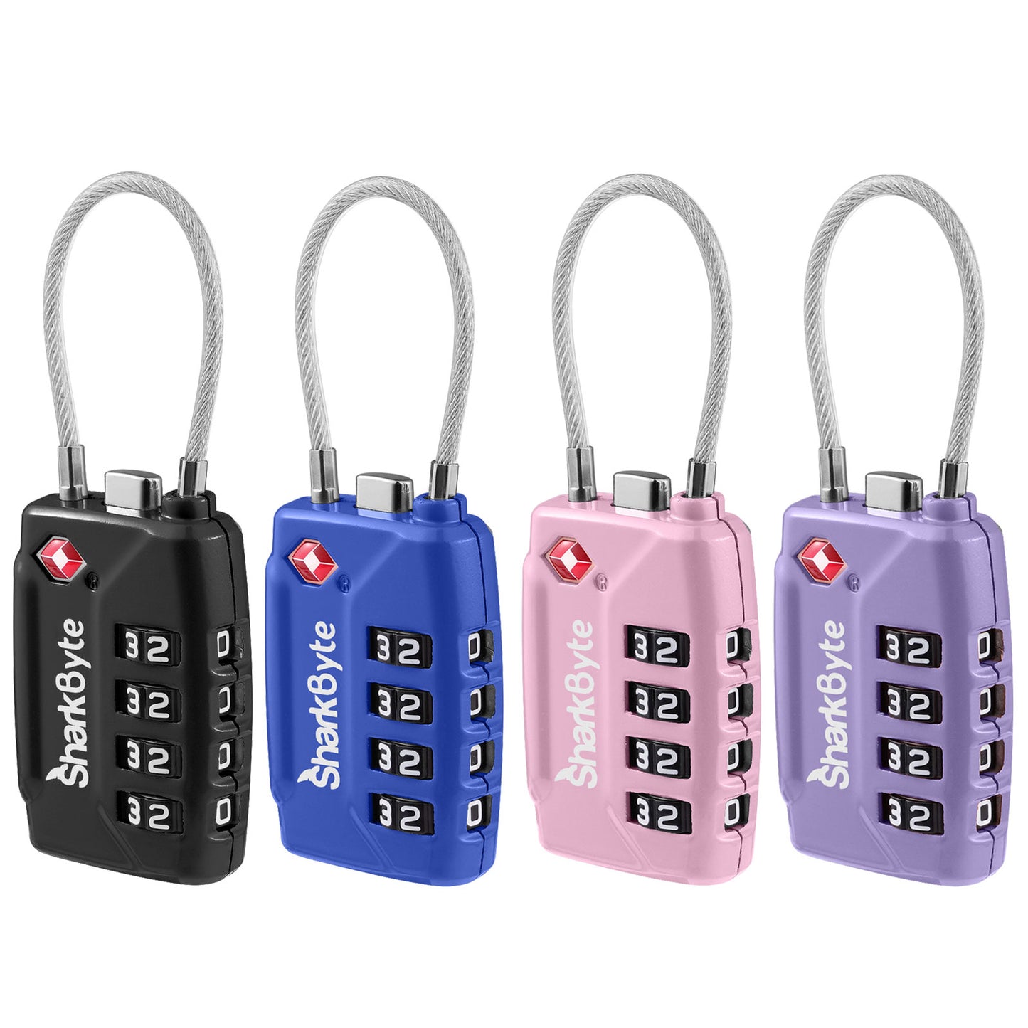 TSA Suitcase Locks – 4-Dial Combination Travel Padlocks with Flexible Cable – TSA Approved Luggage Locks for Suitcases, Bags, Gym & Lockers – Available in 9 Colours (1 Pack / 2 Pack / 3 Pack / 4 Pack)