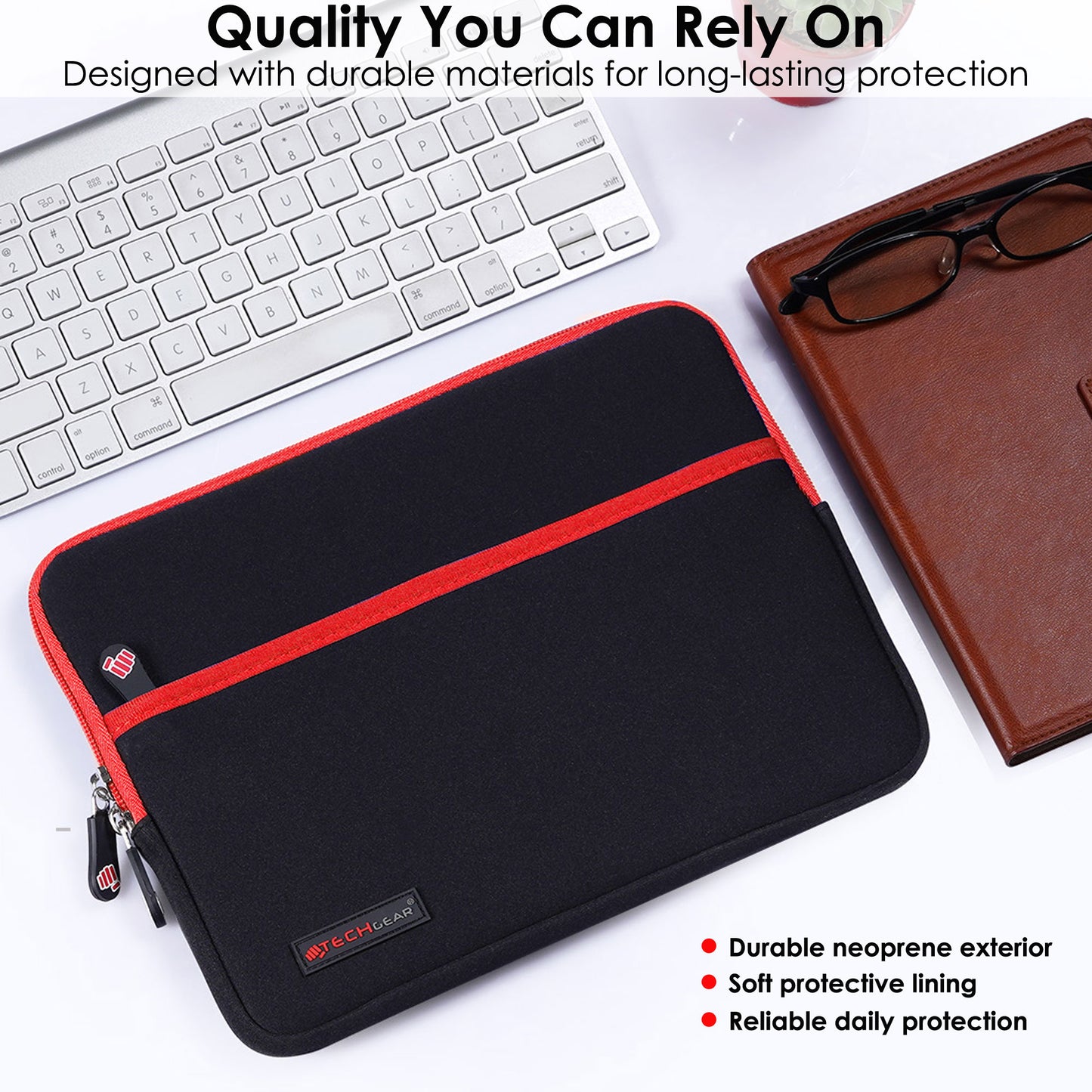 TECHGEAR Tablet Sleeve Case 7–13 Inch - Shockproof Neoprene Pouch with Bubble Protection, Zip Pocket, Slim Protective iPad Samsung Tablet Laptop Sleeve