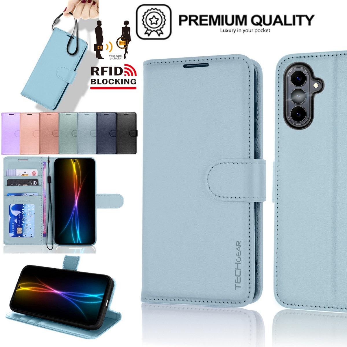 TECHGEAR RFID Wallet Case for Samsung Galaxy S26 Plus 5G (S26+) – Premium PU Leather Flip Cover with Card Slots, Clear ID Window, Kickstand & Wrist Strap