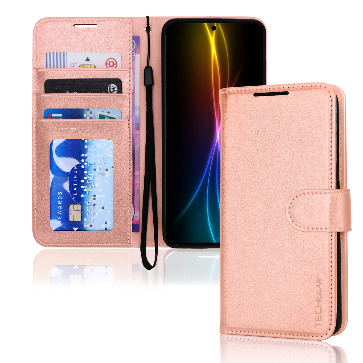 TECHGEAR Wallet Case for Samsung Galaxy S26 FE & S25 FE | RFID Blocking Card Holder, Cash Pocket, Stand & Wrist Strap Protective Flip Cover