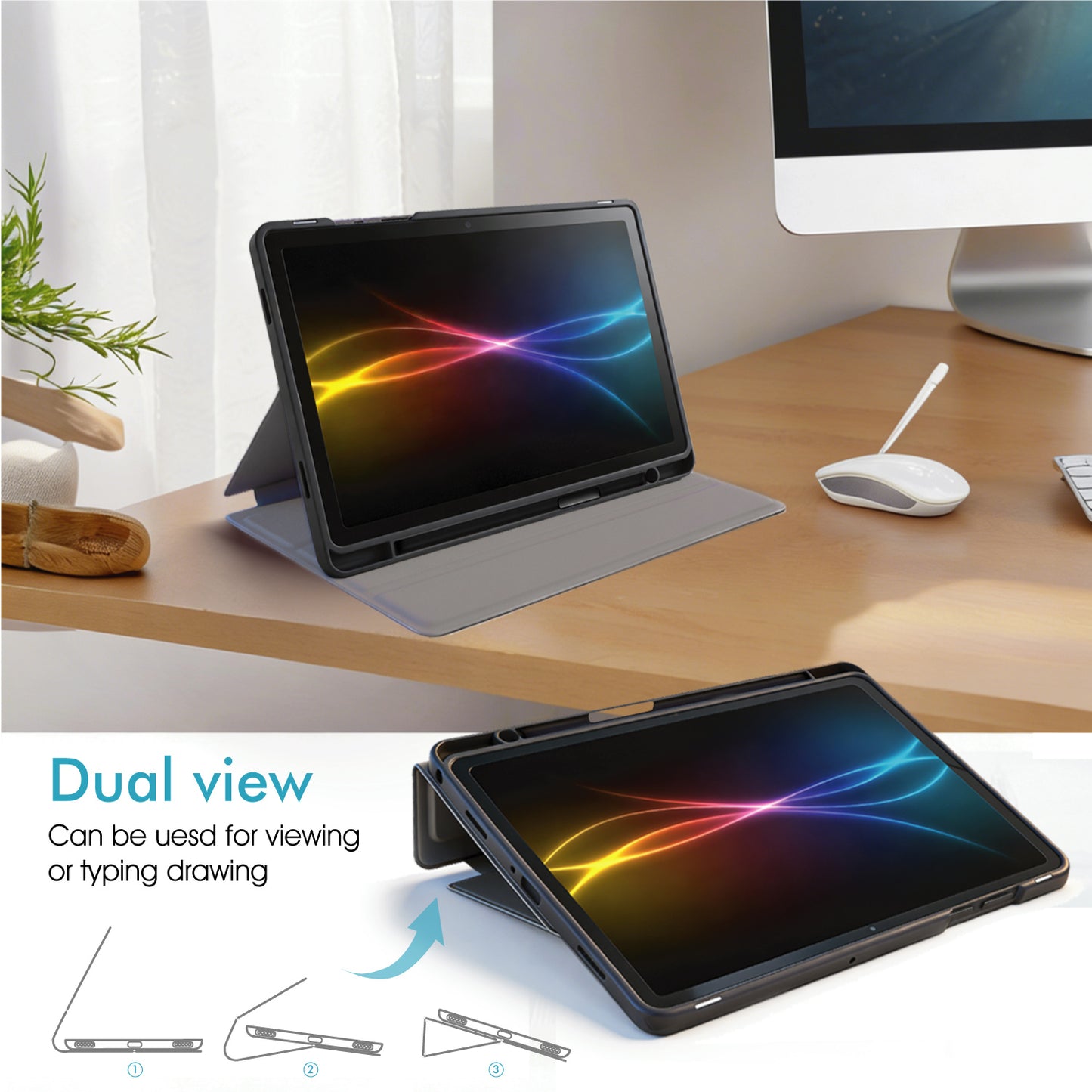 TECHGEAR Smart Case for Samsung Galaxy Tab A11+ / A11 Plus 11" (SM-X230 / SM-X236) – Slim PU Leather Folio Stand with Stylus Holder & Auto Wake Sleep