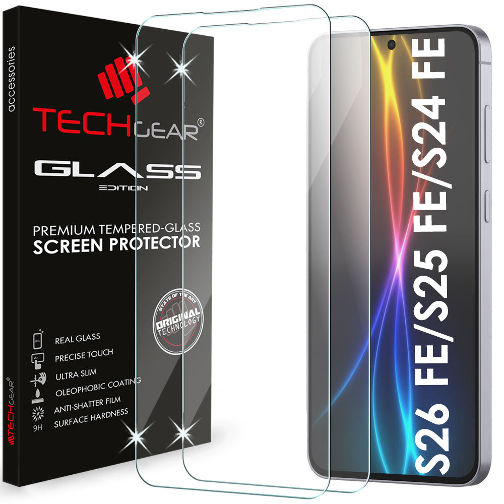 TECHGEAR Clear Tempered Glass Screen Protector for Samsung Galaxy S26 FE, S25 FE & S24 FE | 9H Toughened Glass, HD Clarity, Case Friendly | 1 / 2 / 3 Pack