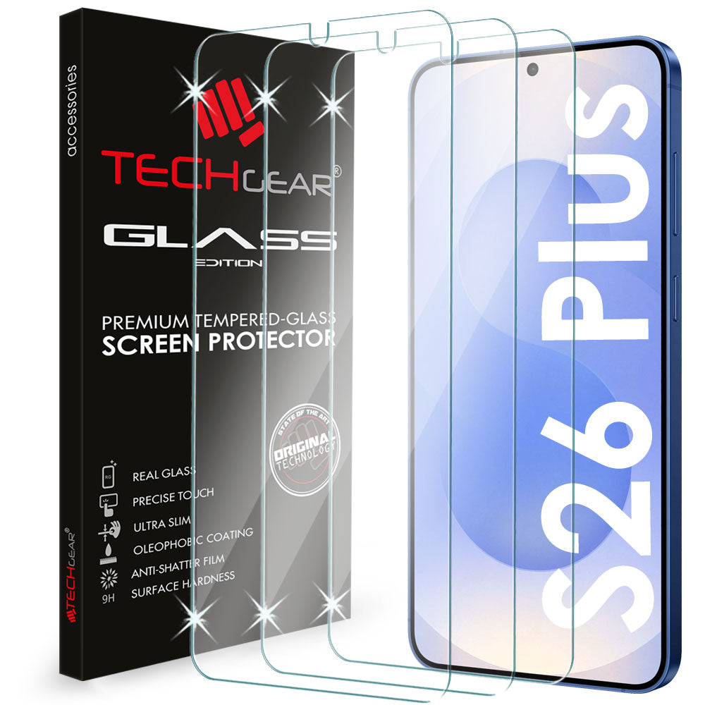 TECHGEAR Tempered Glass Screen Protector for Samsung Galaxy S26 Plus 5G - 9H Toughened Glass, Crystal Clear Display, Easy-Clean Surface, Case Friendly (1 Pack / 2 Pack / 3 Pack) (Copy)