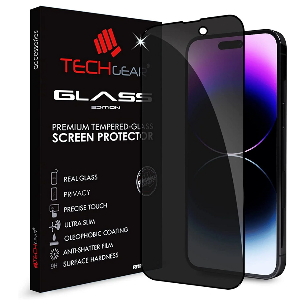 TECHGEAR Anti Spy Screen Protector for iPhone 14 Plus - PRIVACY Filter 3D GLASS Edition Genuine Tempered Glass Full Screen Protector