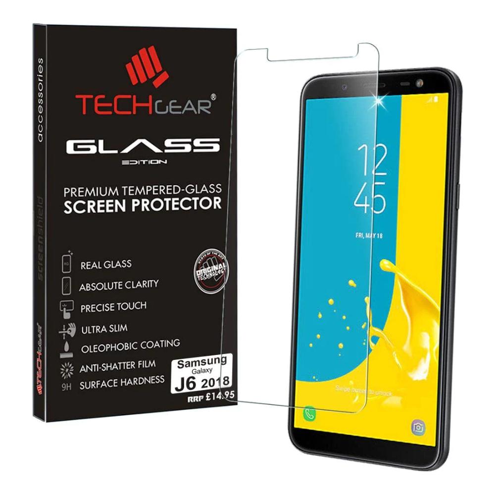 TECHGEAR Screen Protector for Galaxy J6 (SM-J600 Series) - GLASS Edition Genuine Tempered Glass Screen Protector for Samsung Galaxy J6 2018