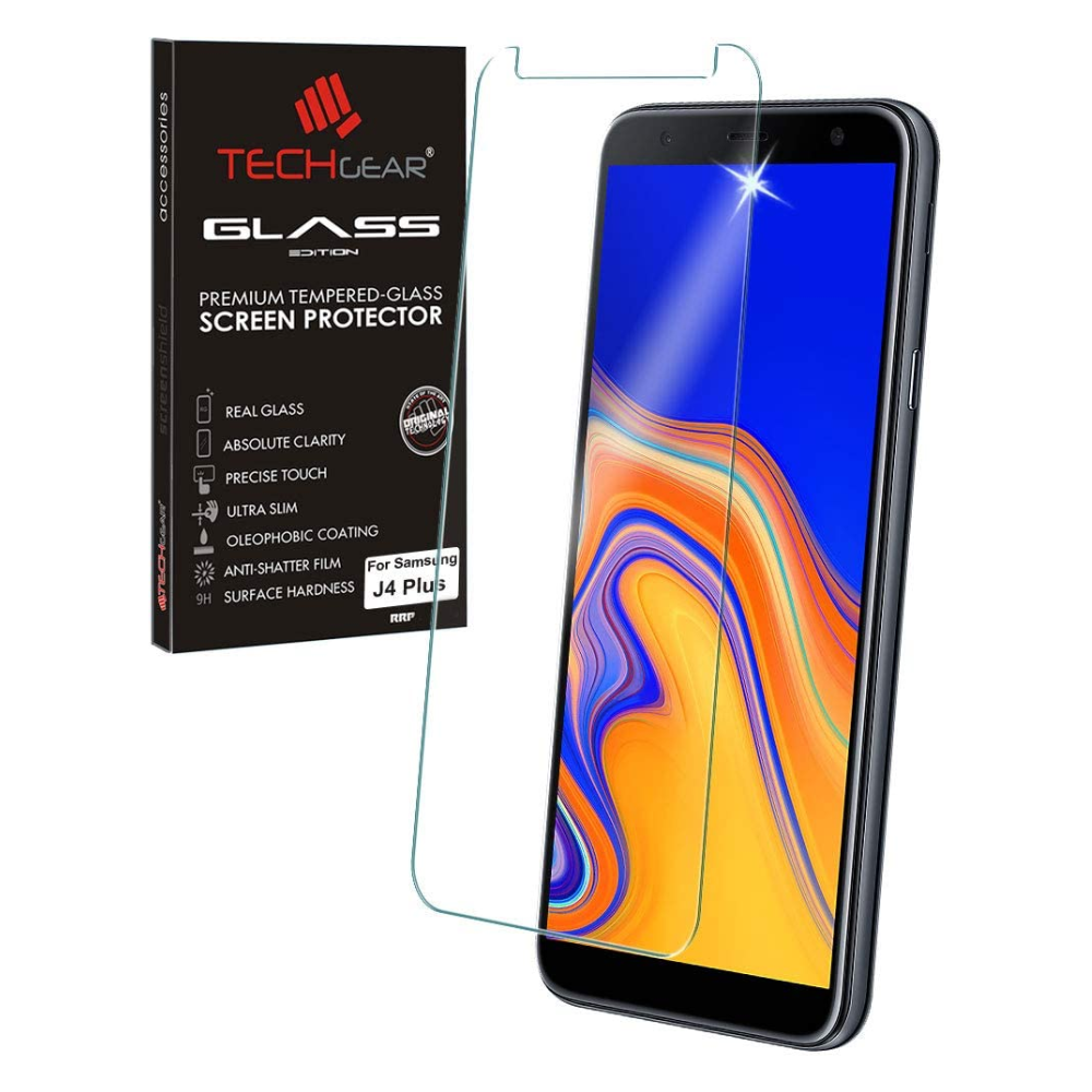 TECHGEAR GLASS Edition for Samsung Galaxy J4 Plus, J4+ 2018 Genuine Tempered Glass Screen Protector Compatible with Samsung Galaxy J4+