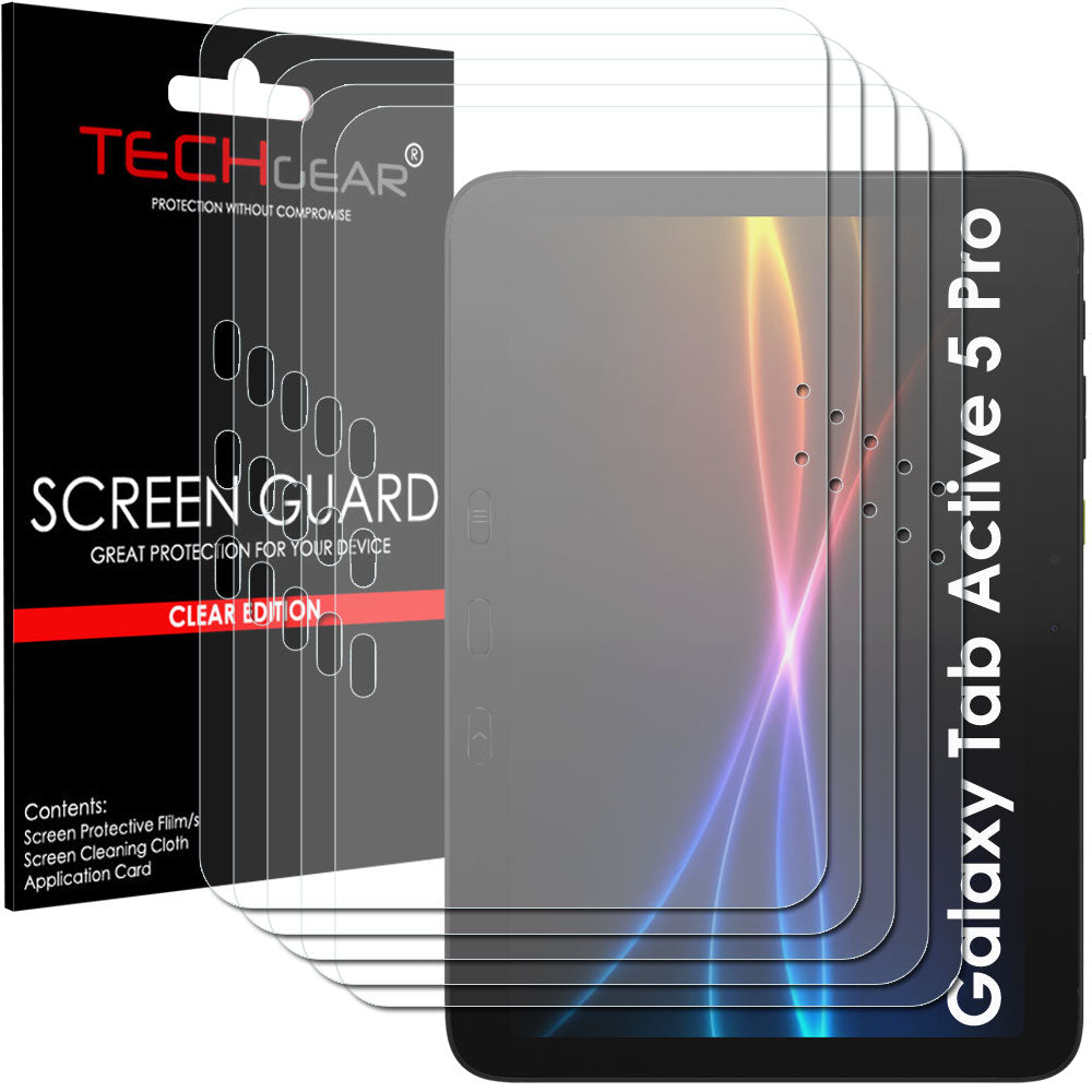 TECHGEAR Screen Protector for Samsung Galaxy Tab Active 5 Pro 10.1" (SM-X350 / SM-X356B) – Clear Film, Field-Grade Display Scratch Protection, 1 / 2 / 3 / 5 Packs