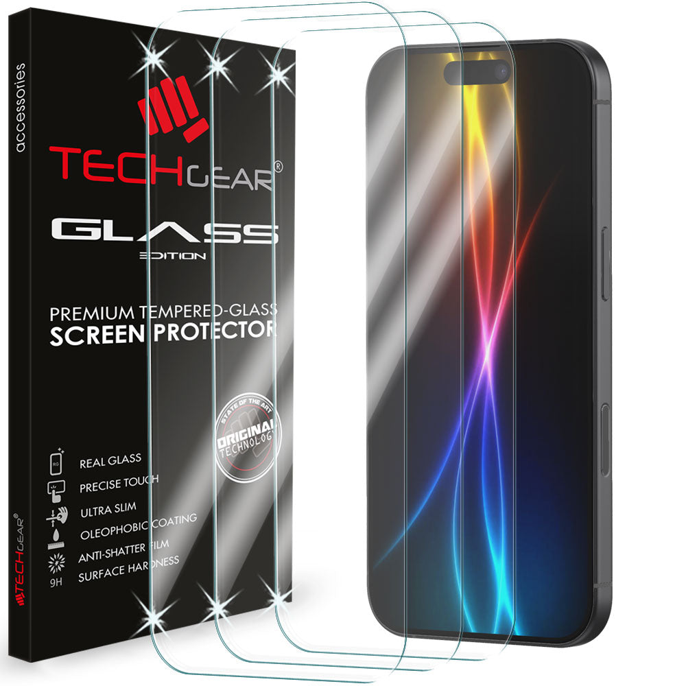 TECHGEAR Tempered Glass Screen Protectors for iPhone 17 Pro Max (2025) – 2.5D Round Edge, 9H Hardness, Crystal Clear, Scratch-Resistant, No-Bubble