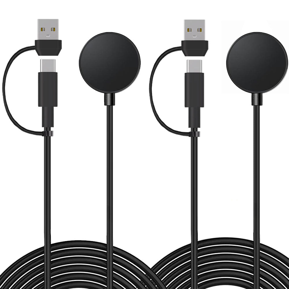 TECHGEAR 2-in-1 Charging Cable Dock for Samsung Galaxy Watch 8 / 8 Classic / 7 / Watch FE / Watch Ultra / 6 / 6 Classic / 5 / 5 Pro / 4 / 4 Classic / 3 / Watch Active / Active 2 – USB-A + USB-C Magnetic Fast Charging (1m/2m, 1 Pack/2 Pack)