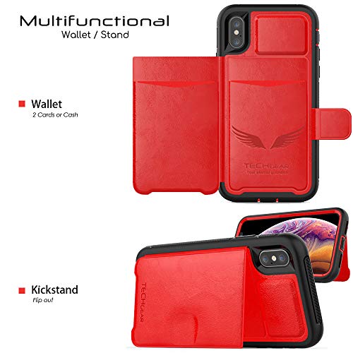 Tough Armoured Wallet 360 ShockProof Case with Card Slots & Stand for Apple iPhone XS Max