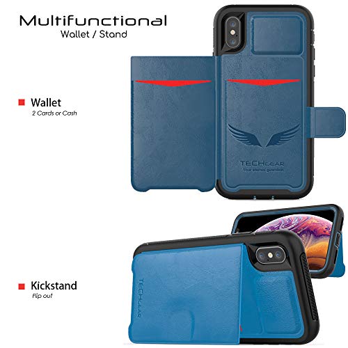 Tough Armoured Wallet 360 ShockProof Case with Card Slots & Stand for Apple iPhone XS Max