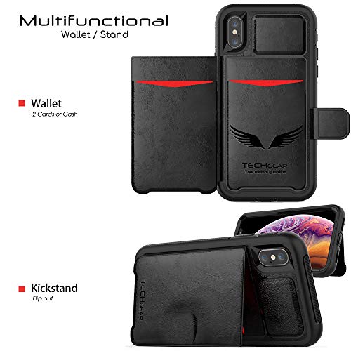 Tough Armoured Wallet 360 ShockProof Case with Card Slots & Stand for Apple iPhone XS Max
