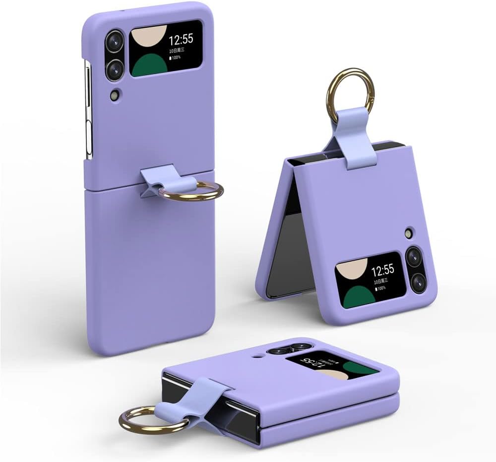 Samsung Galaxy Z Flip 4 Ring Case, Z Flip 4 Case with Stylish Ring Holder / Clip / Stand, Slim Fit, Hard PC Shockproof Matte Case
