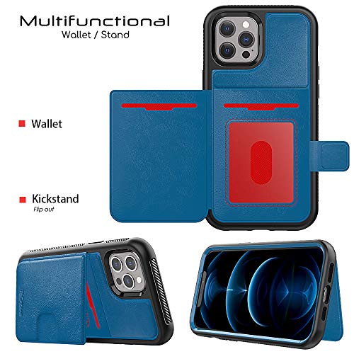 Tough Armoured Wallet 360 ShockProof Case with Card Slots & Stand for Apple iPhone 12 Pro Max