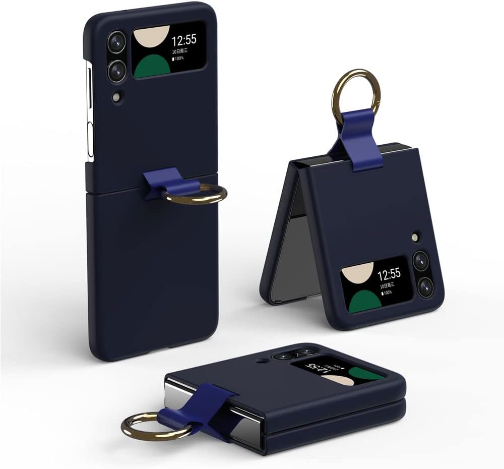 Samsung Galaxy Z Flip 4 Ring Case, Z Flip 4 Case with Stylish Ring Holder / Clip / Stand, Slim Fit, Hard PC Shockproof Matte Case