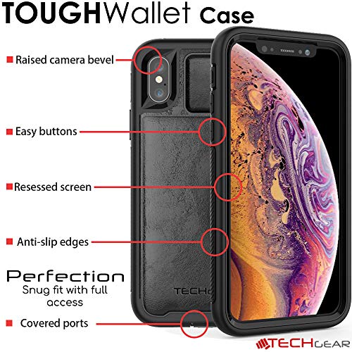 Tough Armoured Wallet 360 ShockProof Case with Card Slots & Stand for Apple iPhone XS Max