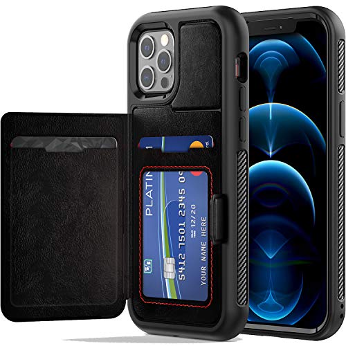 Tough Armoured Wallet 360 ShockProof Case with Card Slots & Stand for Apple iPhone 12 Pro Max