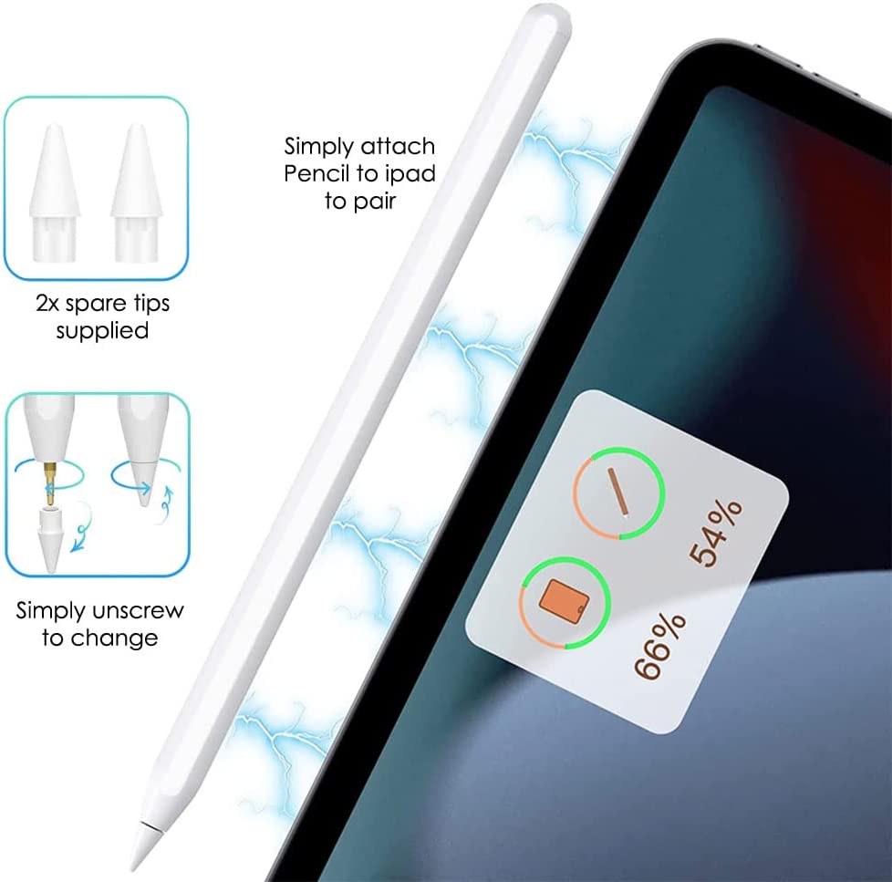 Magnetic Wireless Charge iPad Pencil 2nd Generation - Tilt Sensitivity & Palm Rejection