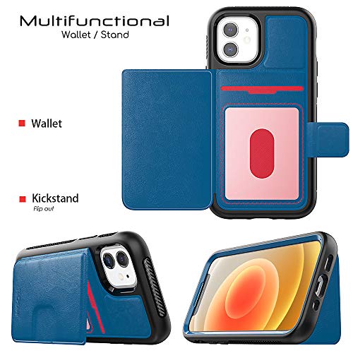Tough Armoured Wallet 360 ShockProof Case with Card Slots & Stand for Apple iPhone 12 Mini