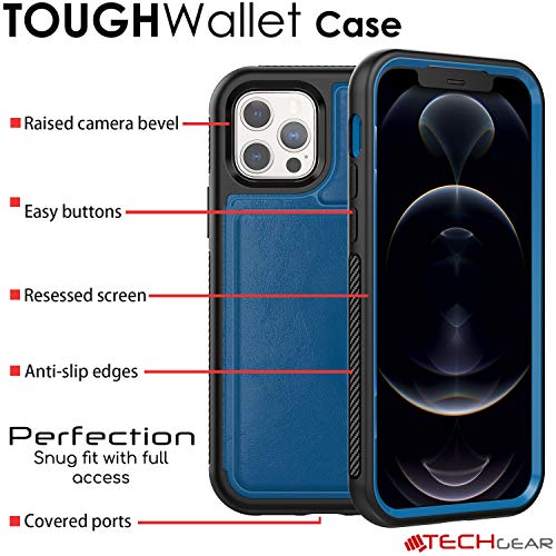 Tough Armoured Wallet 360 ShockProof Case with Card Slots & Stand for Apple iPhone 12, iPhone 12 Pro