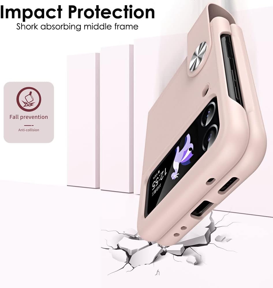 Samsung Galaxy Z Flip 4 / Flip 3 Case, Z Flip 4/3 Leather Case with Leather Finger Holder, Hard PC Shockproof Protective Bumper Case