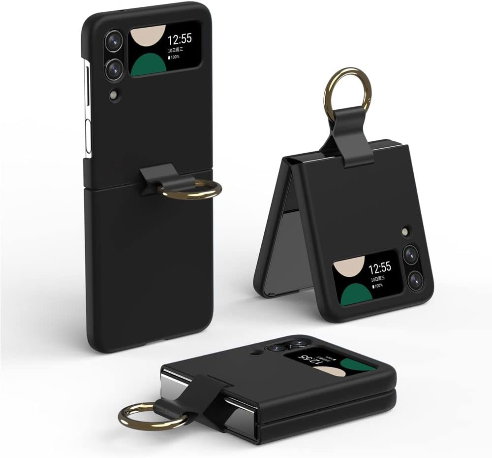 Samsung Galaxy Z Flip 4 Ring Case, Z Flip 4 Case with Stylish Ring Holder / Clip / Stand, Slim Fit, Hard PC Shockproof Matte Case