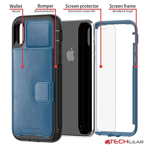 Tough Armoured Wallet 360 ShockProof Case with Card Slots & Stand for Apple iPhone XS