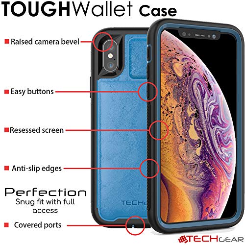 Tough Armoured Wallet 360 ShockProof Case with Card Slots & Stand for Apple iPhone XS Max