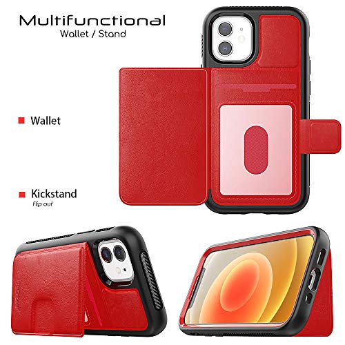 Tough Armoured Wallet 360 ShockProof Case with Card Slots & Stand for Apple iPhone 12 Mini