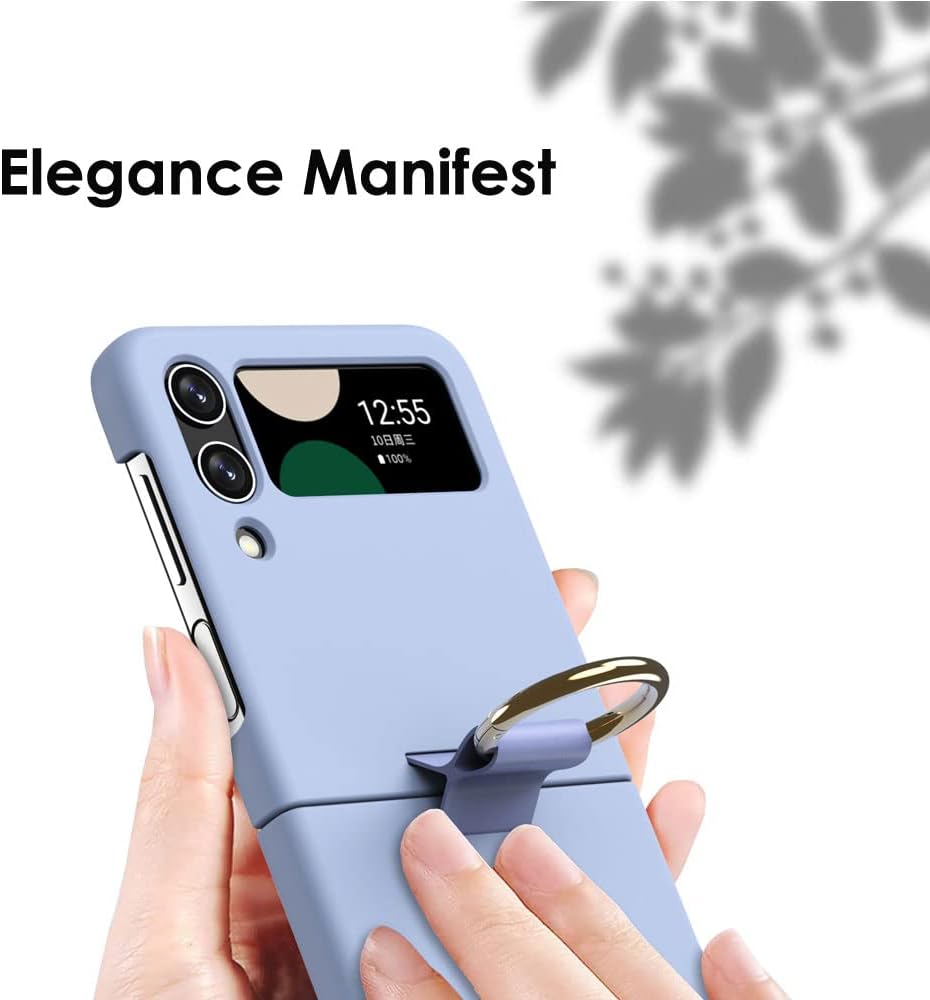 Samsung Galaxy Z Flip 4 Ring Case, Z Flip 4 Case with Stylish Ring Holder / Clip / Stand, Slim Fit, Hard PC Shockproof Matte Case