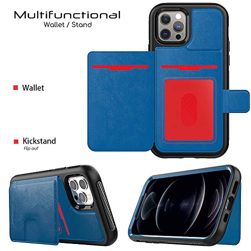 Tough Armoured Wallet 360 ShockProof Case with Card Slots & Stand for Apple iPhone 12, iPhone 12 Pro