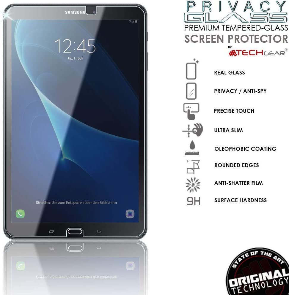 TECHGEAR Anti Spy Screen Protector Compatible with Samsung Galaxy Tab A 6 10.1" 2016 (SM-T580 Series) - PRIVACY GLASS Edition Screen Protector