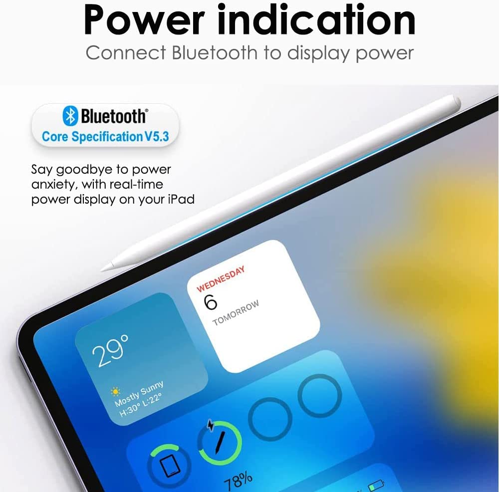 Magnetic Wireless Charge iPad Pencil 2nd Generation - Tilt Sensitivity & Palm Rejection