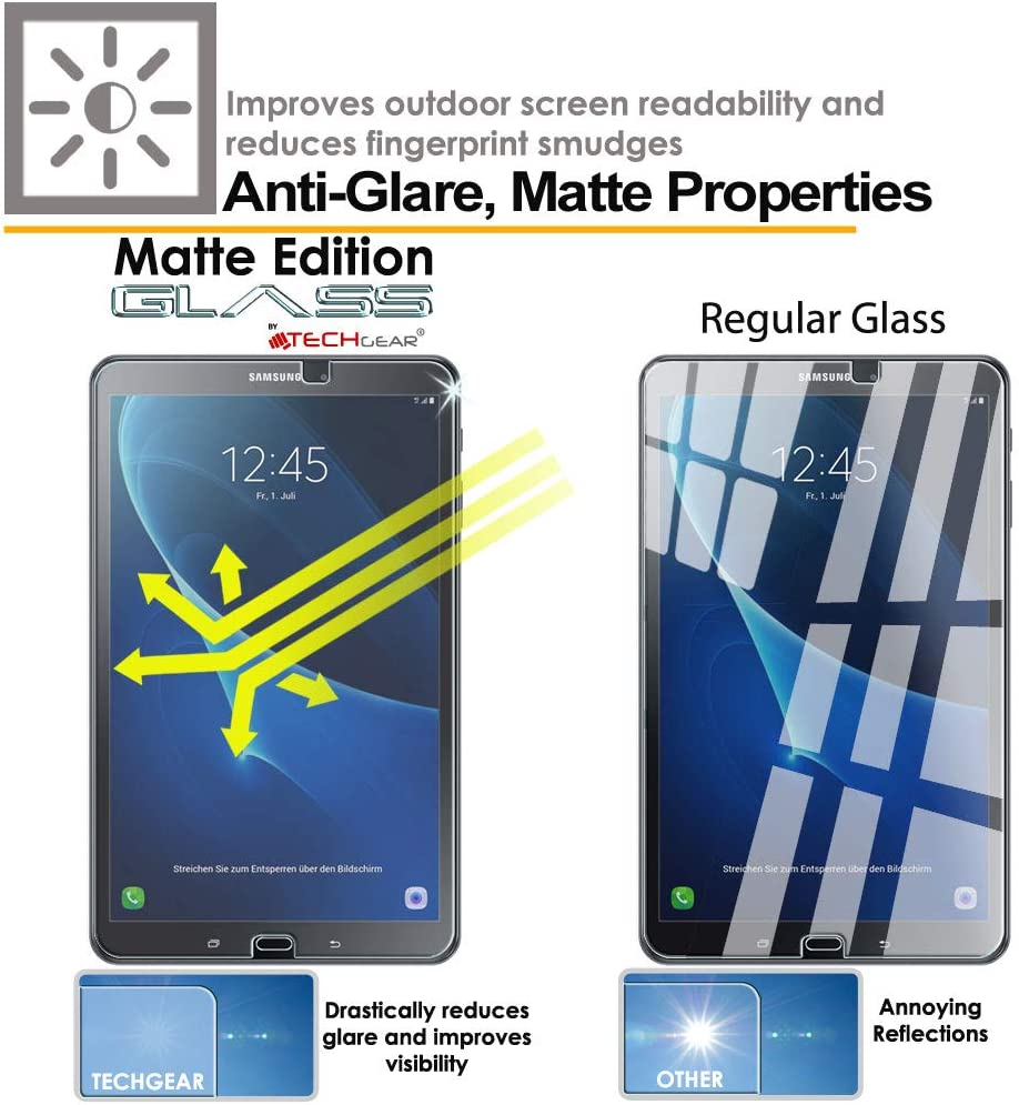 TECHGEAR Anti-Glare Screen Protector Compatible with Samsung Galaxy Tab A 6 10.1" 2016 / 2018 (SM-T580 Series) - MATTE GLASS Genuine Tempered Glass