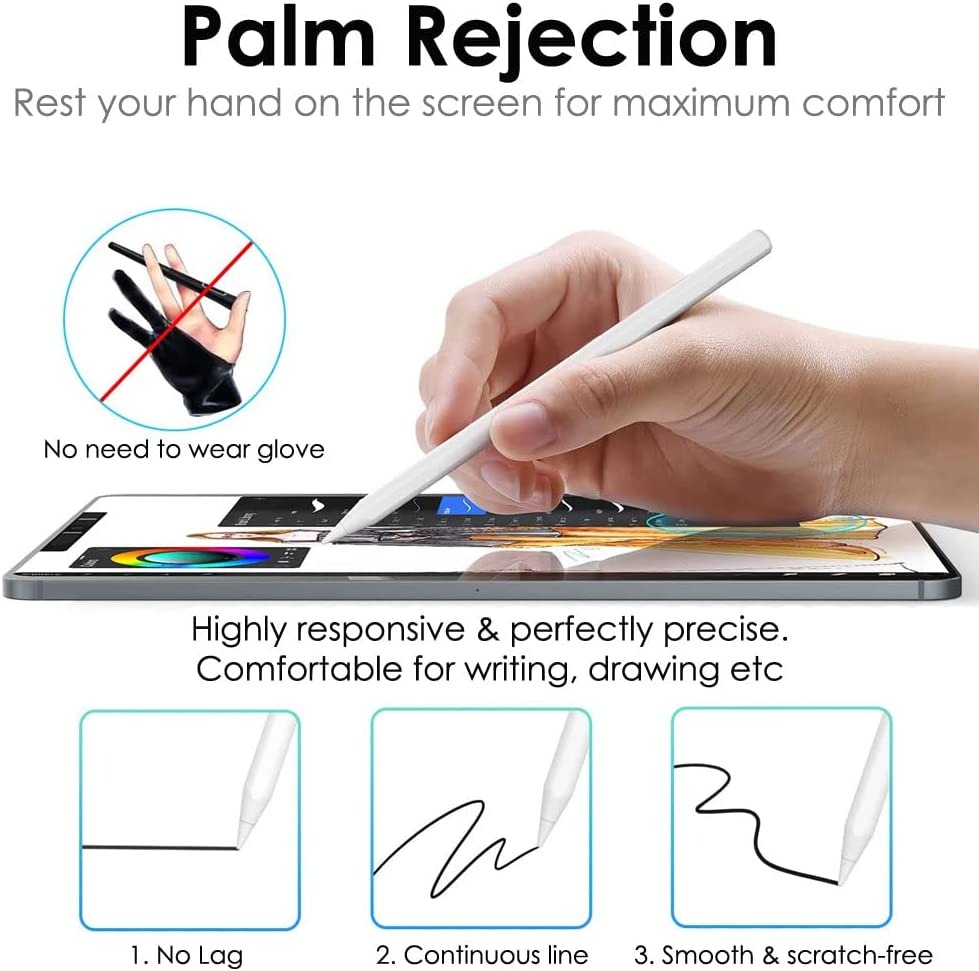 Magnetic Wireless Charge iPad Pencil 2nd Generation - Tilt Sensitivity & Palm Rejection