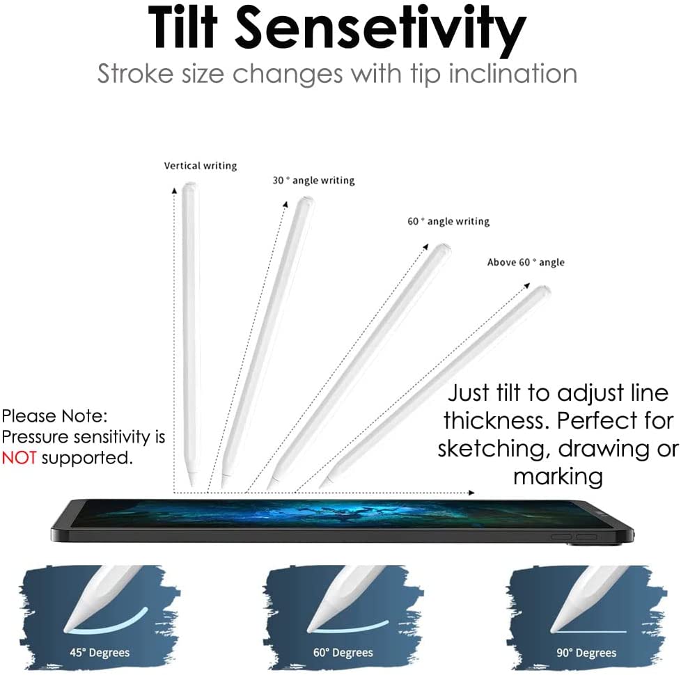 Magnetic Wireless Charge iPad Pencil 2nd Generation - Tilt Sensitivity & Palm Rejection