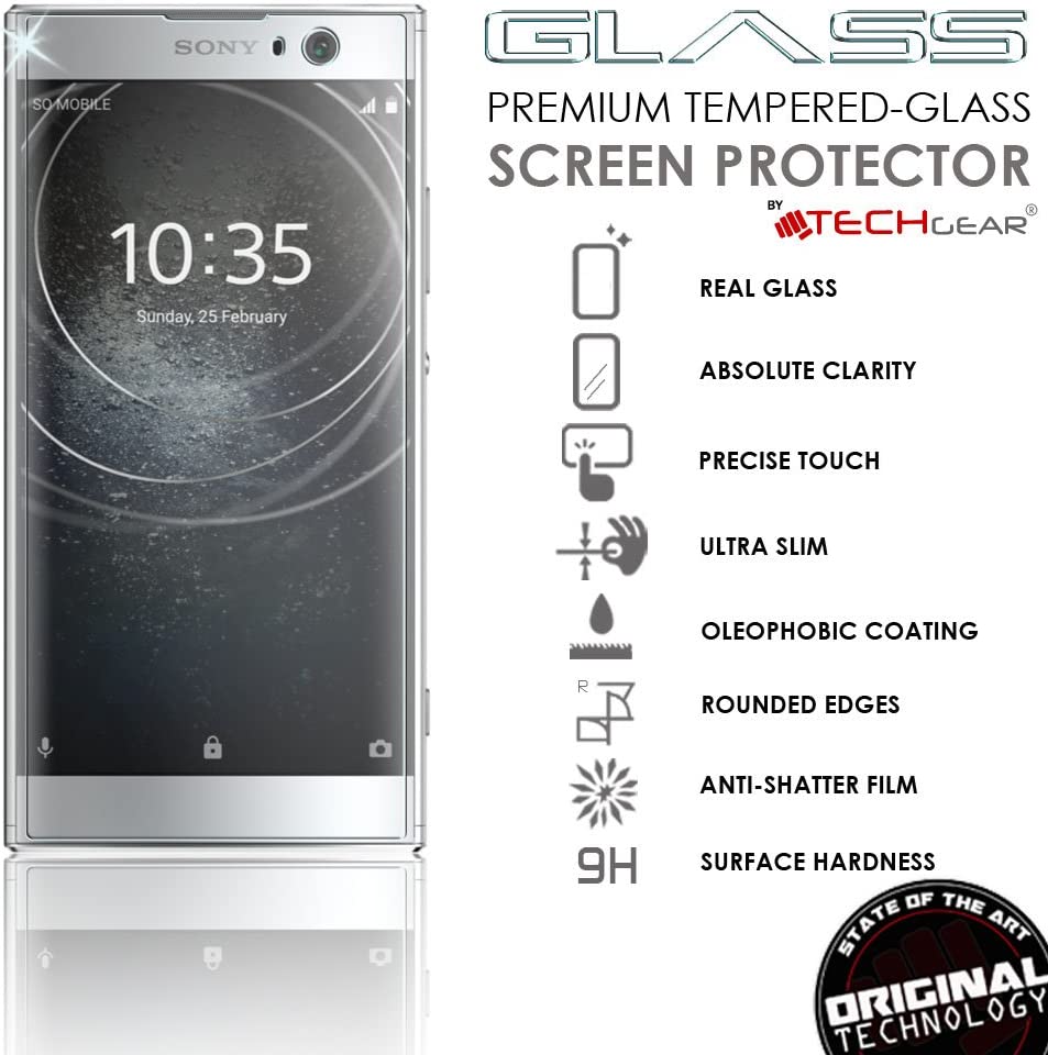 TECHGEAR Screen Protector for Xperia XA2 - GLASS Edition Genuine Tempered Glass Screen Protector Compatible with Sony Xperia XA2