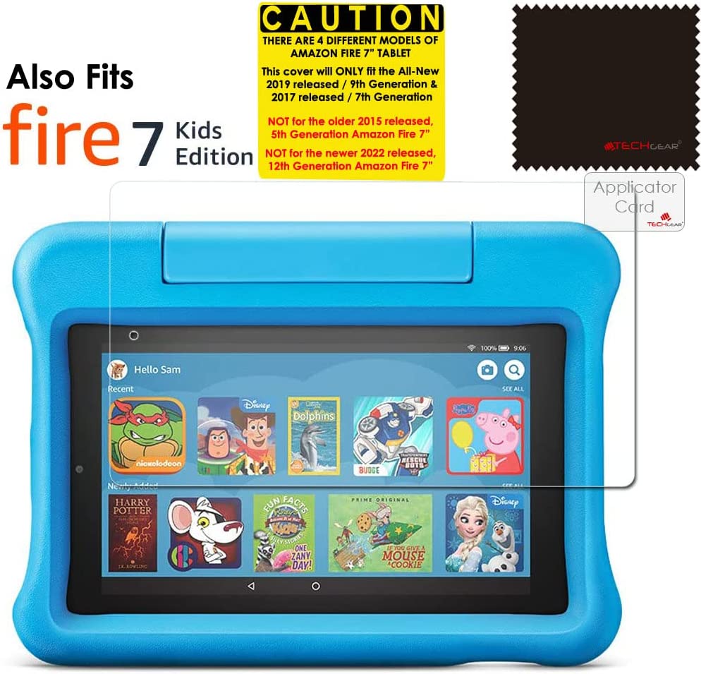 TECHGEAR Screen Protector for Previous Amazon Fire 7" & Fire Kids Edition 7" (9th Gen / 2019 Release) - Clear Lcd Screen Protectors