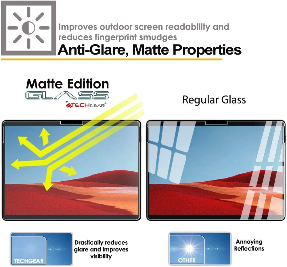 TECHGEAR Anti-Glare Screen Protector Compatible with Microsoft Surface Pro X - MATTE GLASS Edition Genuine Tempered Glass Screen Protector