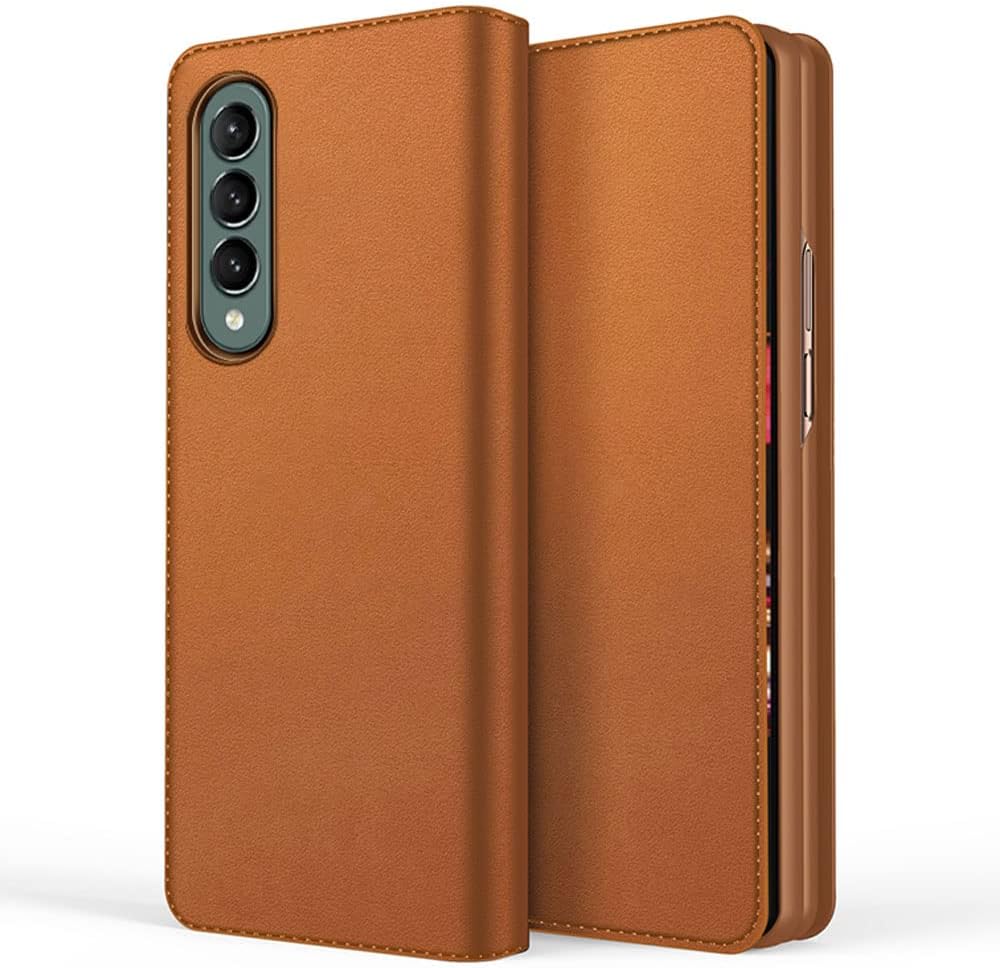 Samsung Galaxy Z Fold 4 Leather Wallet Case, Detachable Magnetic 2in1 Case with Screen Frame, Card Wallet & Stand