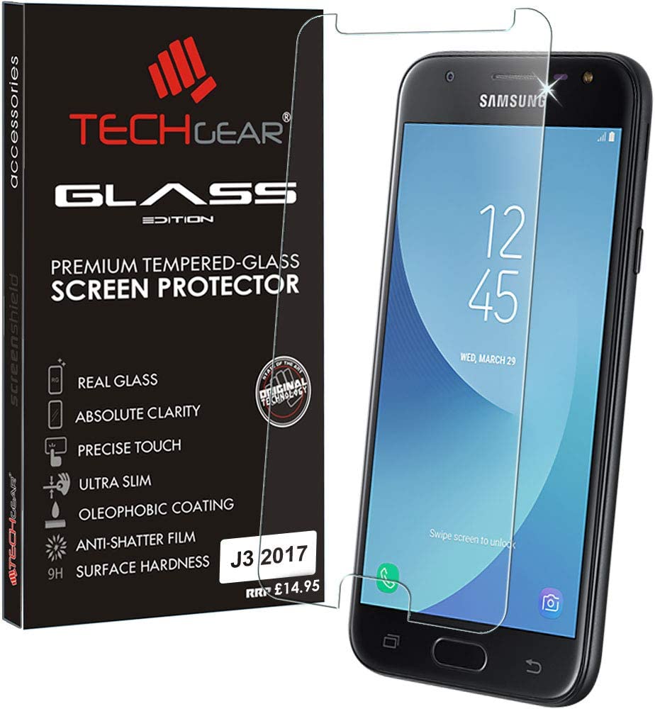 TECHGEAR Screen Protector for Galaxy J3 2017 (SM-J330 Series) - GLASS Edition Genuine Tempered Glass Screen Protector