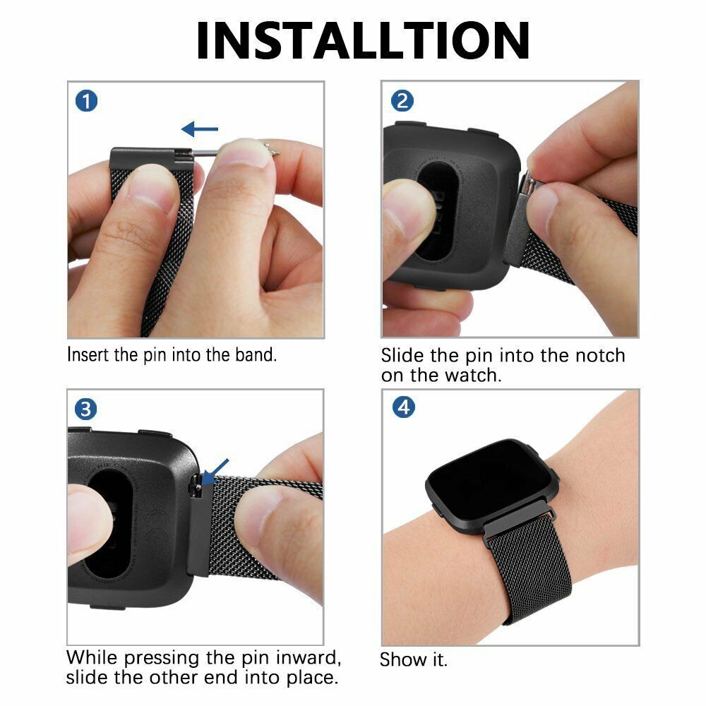Milanese Stainless Steel Watch Band for Fitbit Versa, Versa 2, Versa Lite