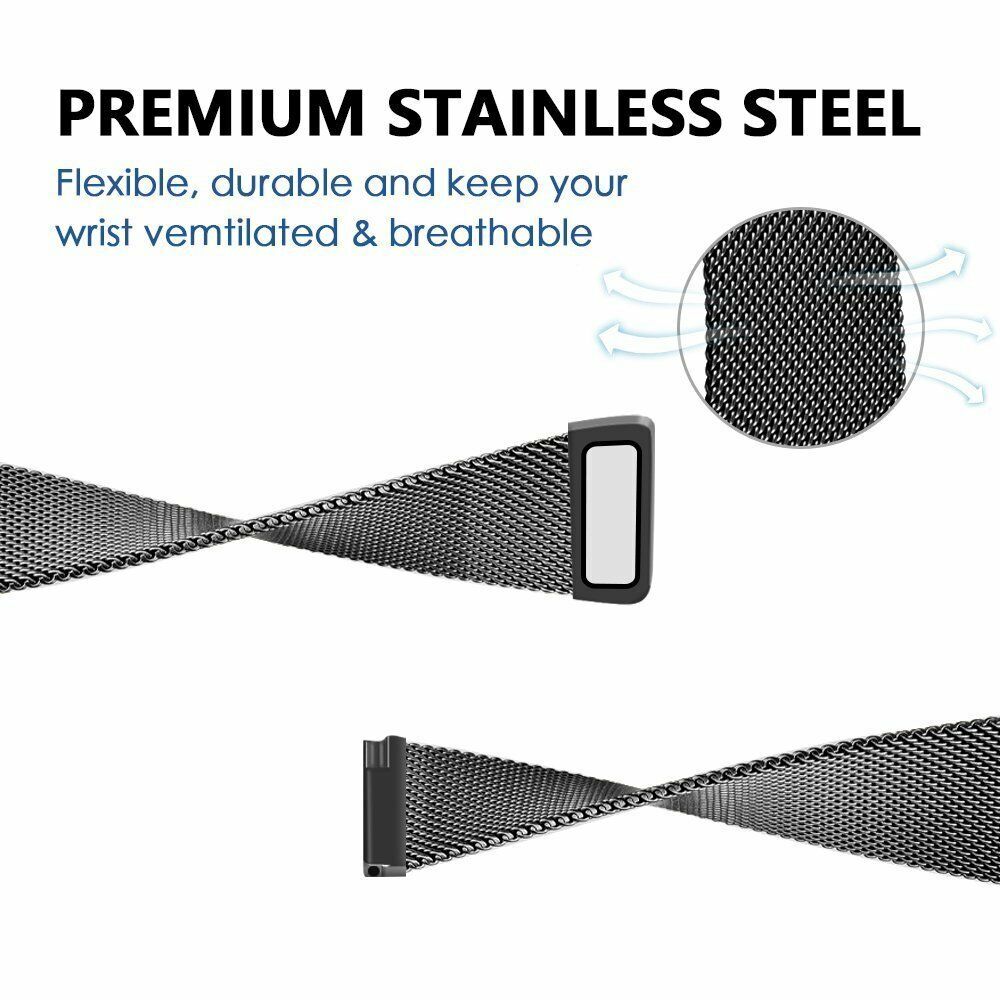 Milanese Stainless Steel Watch Band for Fitbit Versa, Versa 2, Versa Lite
