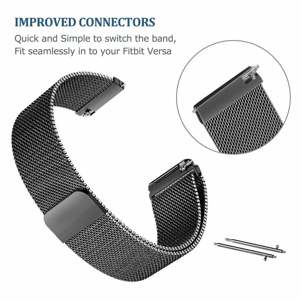 Milanese Stainless Steel Watch Band for Fitbit Versa, Versa 2, Versa Lite